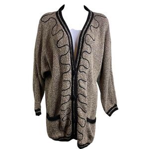 Vintage Maria Rodriguez Long Slouchy Womens Art To Wear Cardigan Sweater Size S